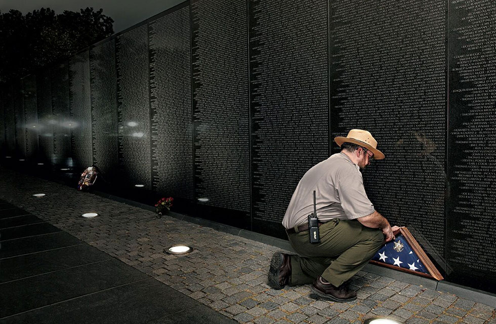 National park ranger at Vietnam Veteran's Memorial