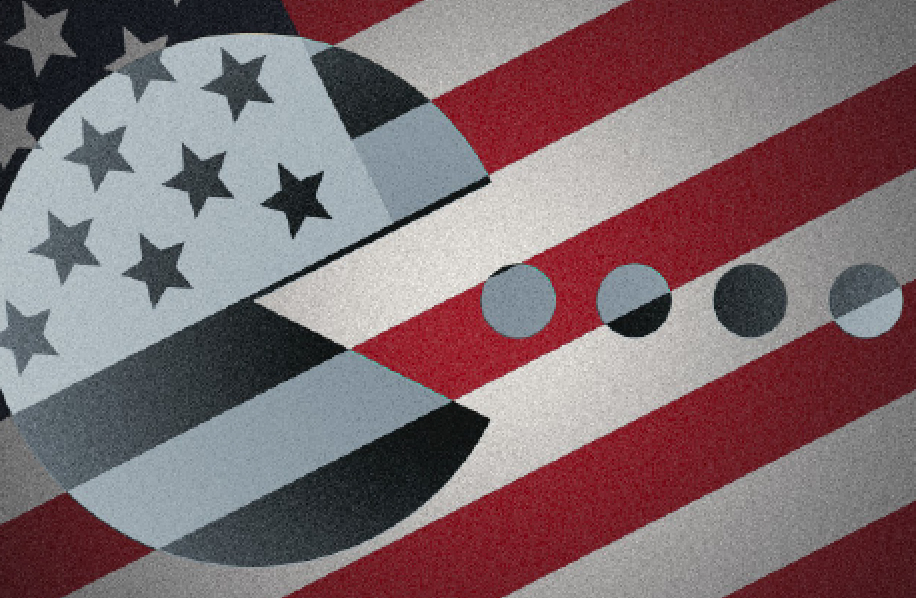 illustration american flag with pac man graphic